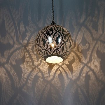 Casa Moro Hängeleuchte Marokkanische Lampe Suada D27 Silber Messing-Lampe Pendelleuchte, ohne Leuchtmittel, Kunsthandwerk aus dem Orient, EL2010
