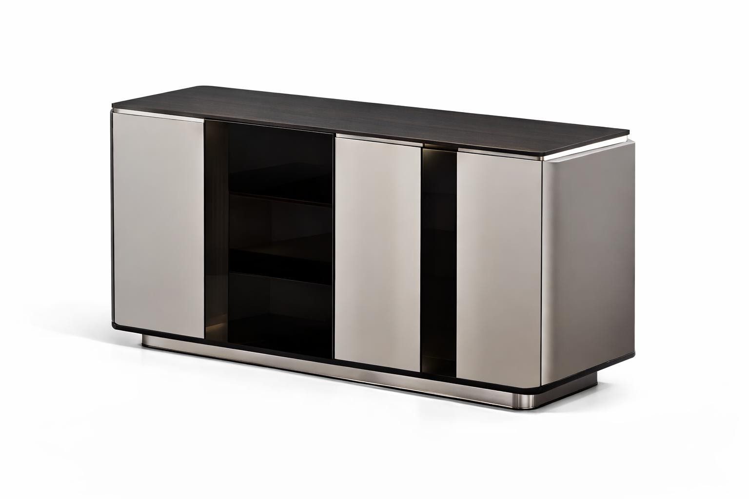 Xlmoebel Sideboard Modularer Aufbewahrungsschrank in Grau mit Glasfront und Türen, Made in Europa