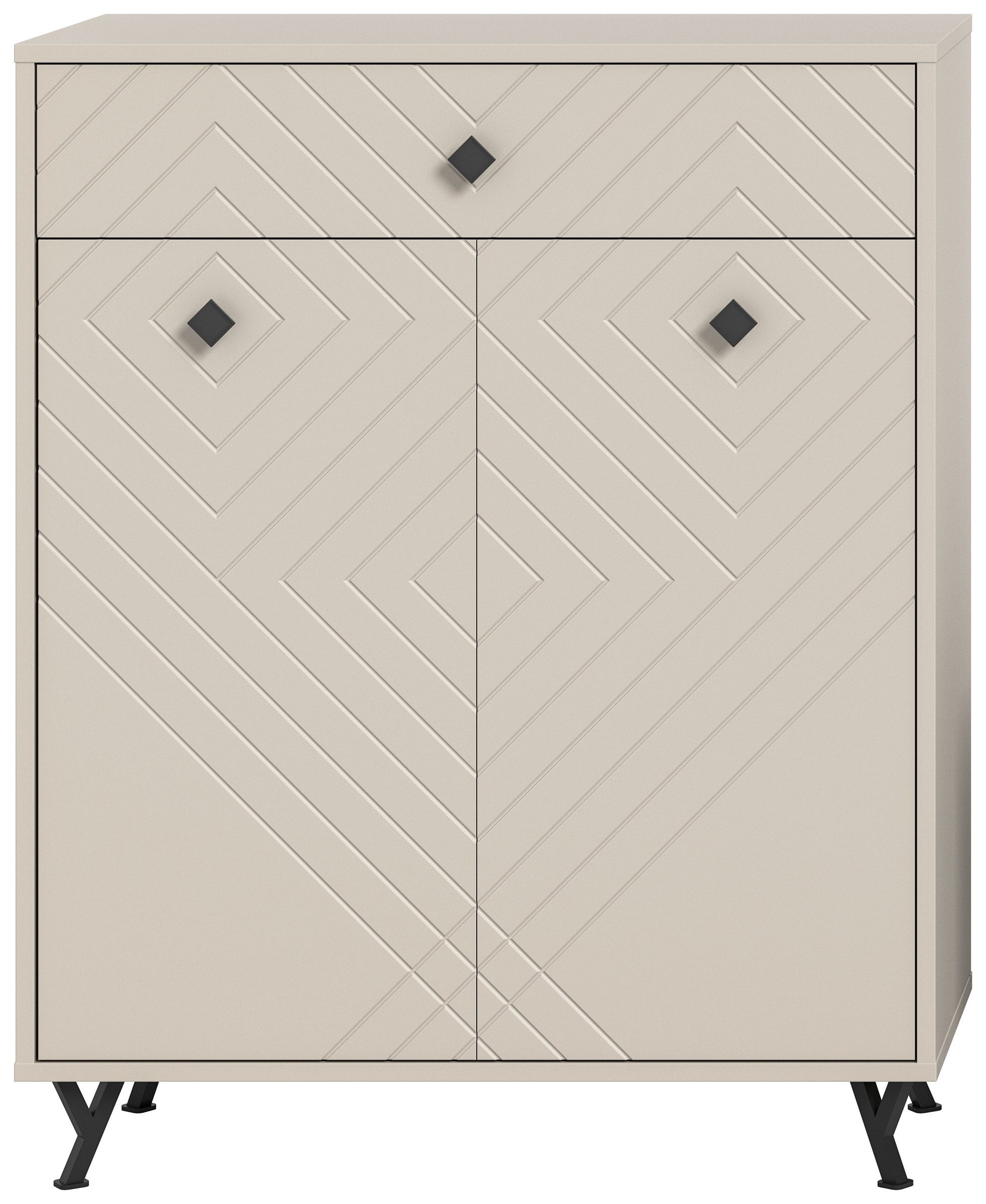 xonox.home Schuhkommode in Sandbeige Matt - 80x100x35cm (BxHxT)