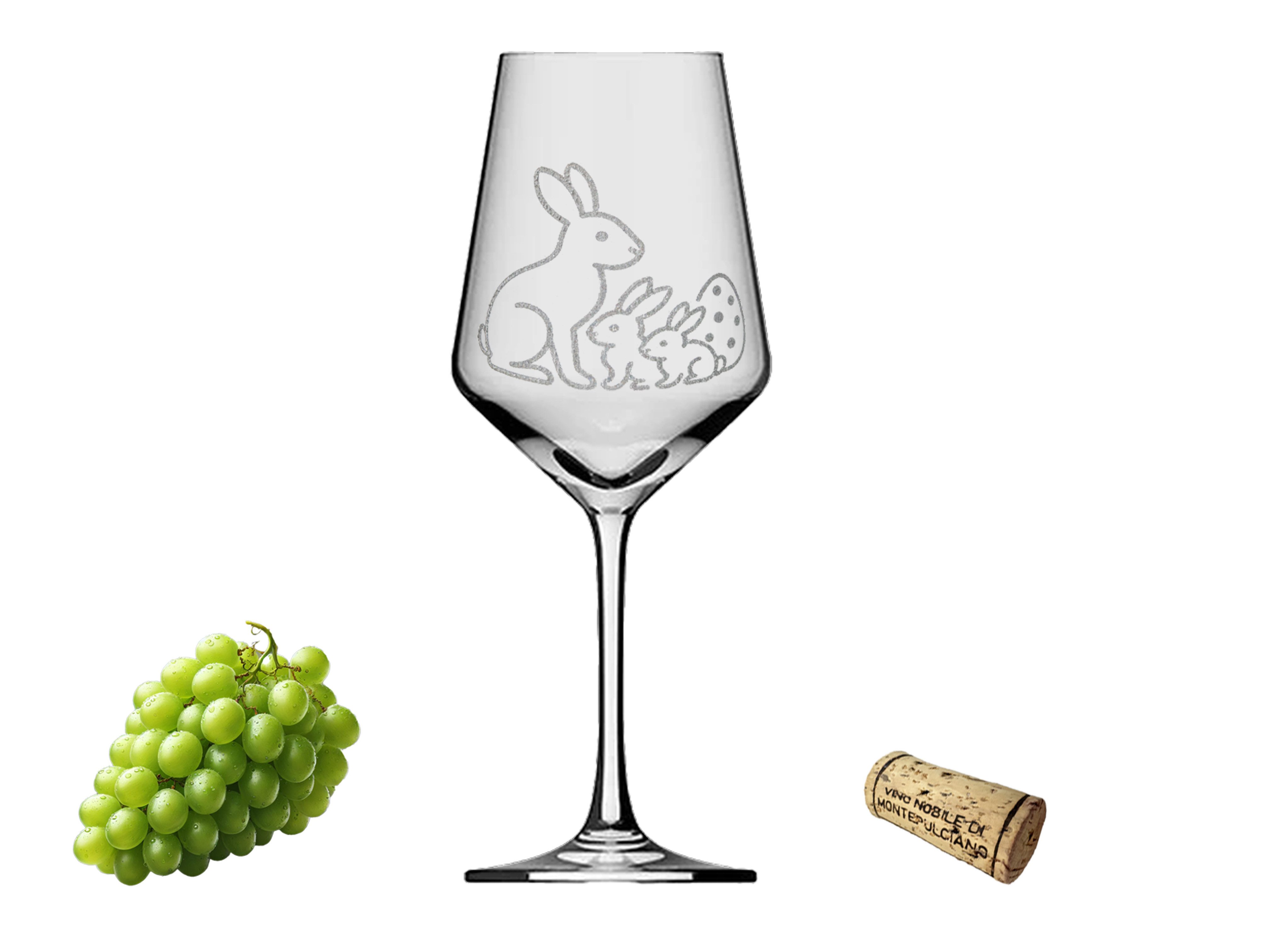 eXODA Osterhasen-Weinglas 350ml - niedliche Tiere spülmaschinenfest, 1-tlg., Glas, Atemberaubende Darstellung