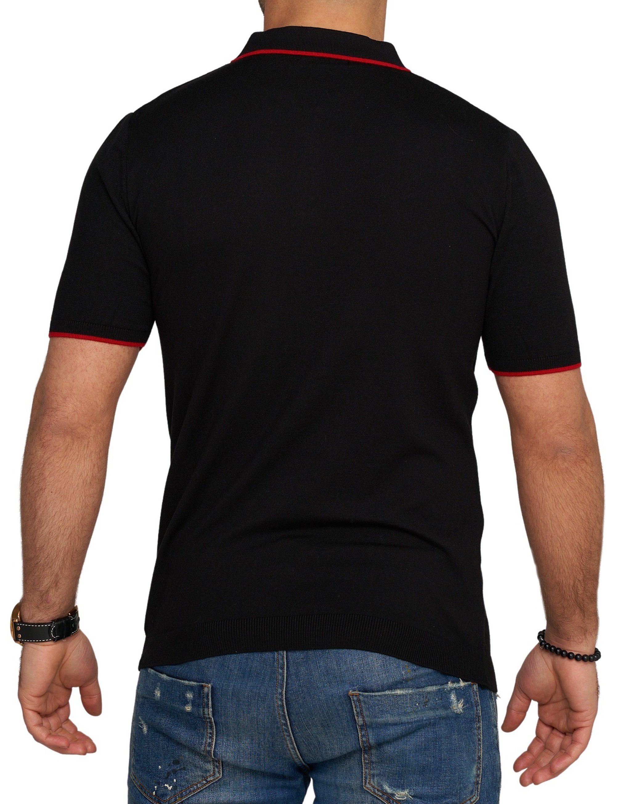 Kurzarm Stripe Strick Poloshirt CRRONDA Schwarz Polo CARISMA T-Shirt