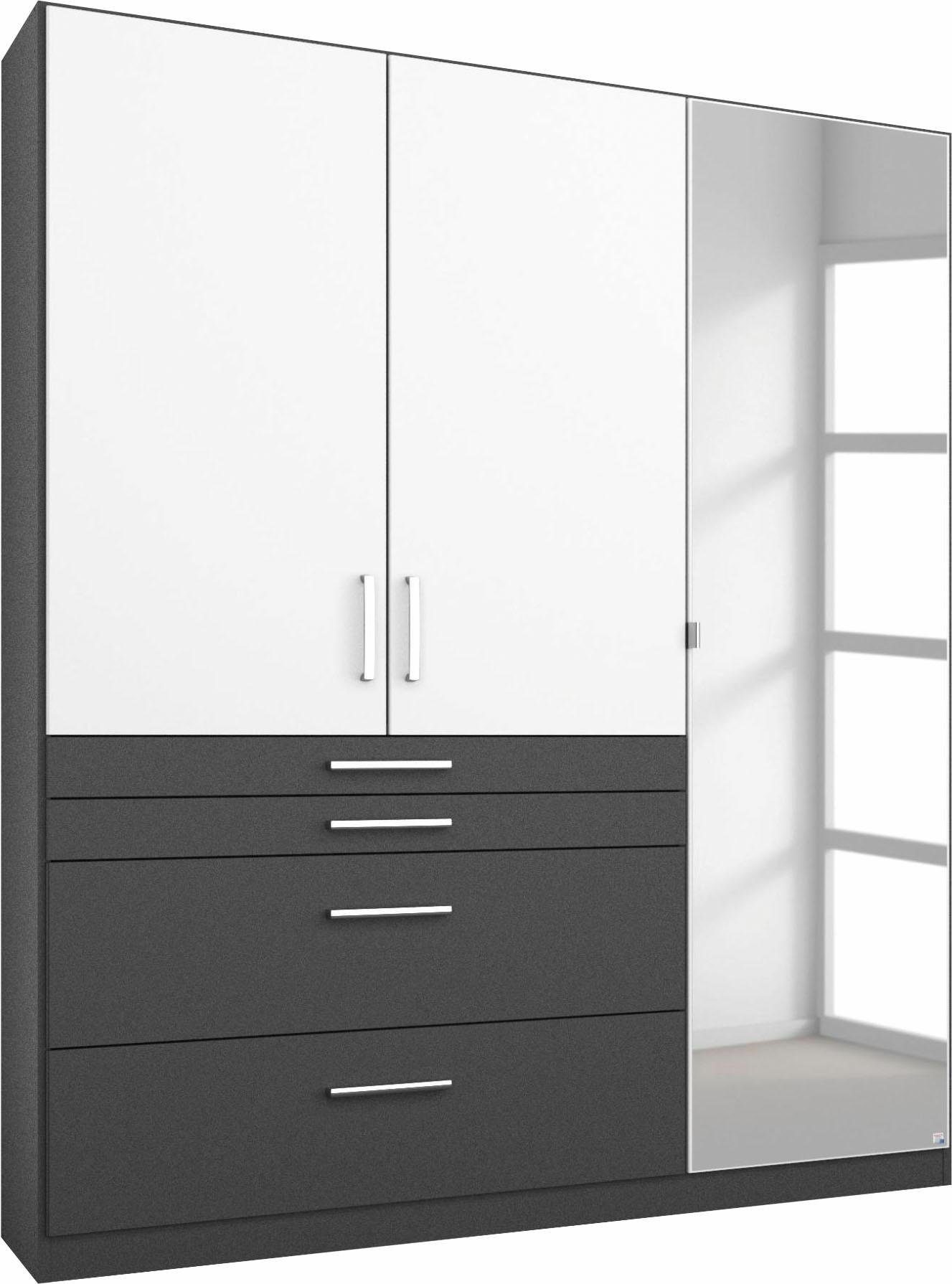 rauch Kleiderschrank Harburg mit Spiegel graumetallic/weiß