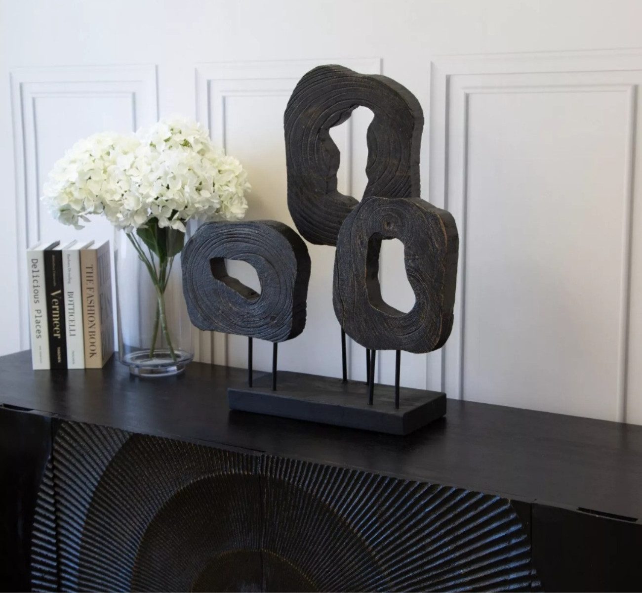 Quality Elegance Skulptur 3-in-1 Holzschnitz-Optik Dekofiguren – Braun, aus hochwertigem Resin, 54x58cms