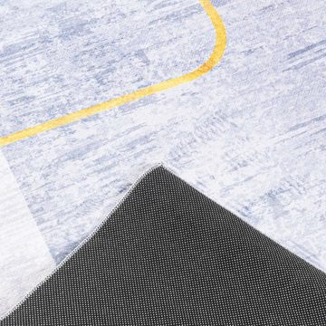 Designteppich Modern Teppich Wohnzimmerteppich Abstrakt Vintage Grau Creme, Mazovia, 80 x 150 cm, Fußbodenheizung, Allergiker geeignet, Rutschfest