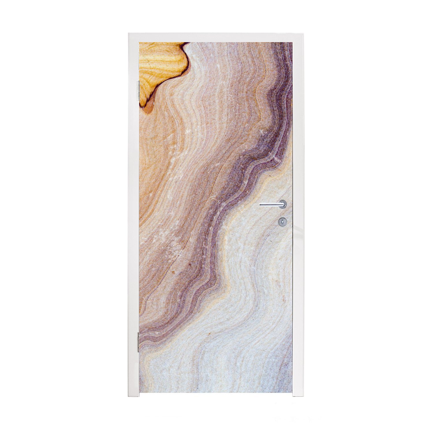 MuchoWow - Fototapete St), Marmoroptik, - für Tür, - cm bedruckt, Sandstein Türaufkleber, Marmor Türtapete Gold Textur (1 Matt, - 75x205