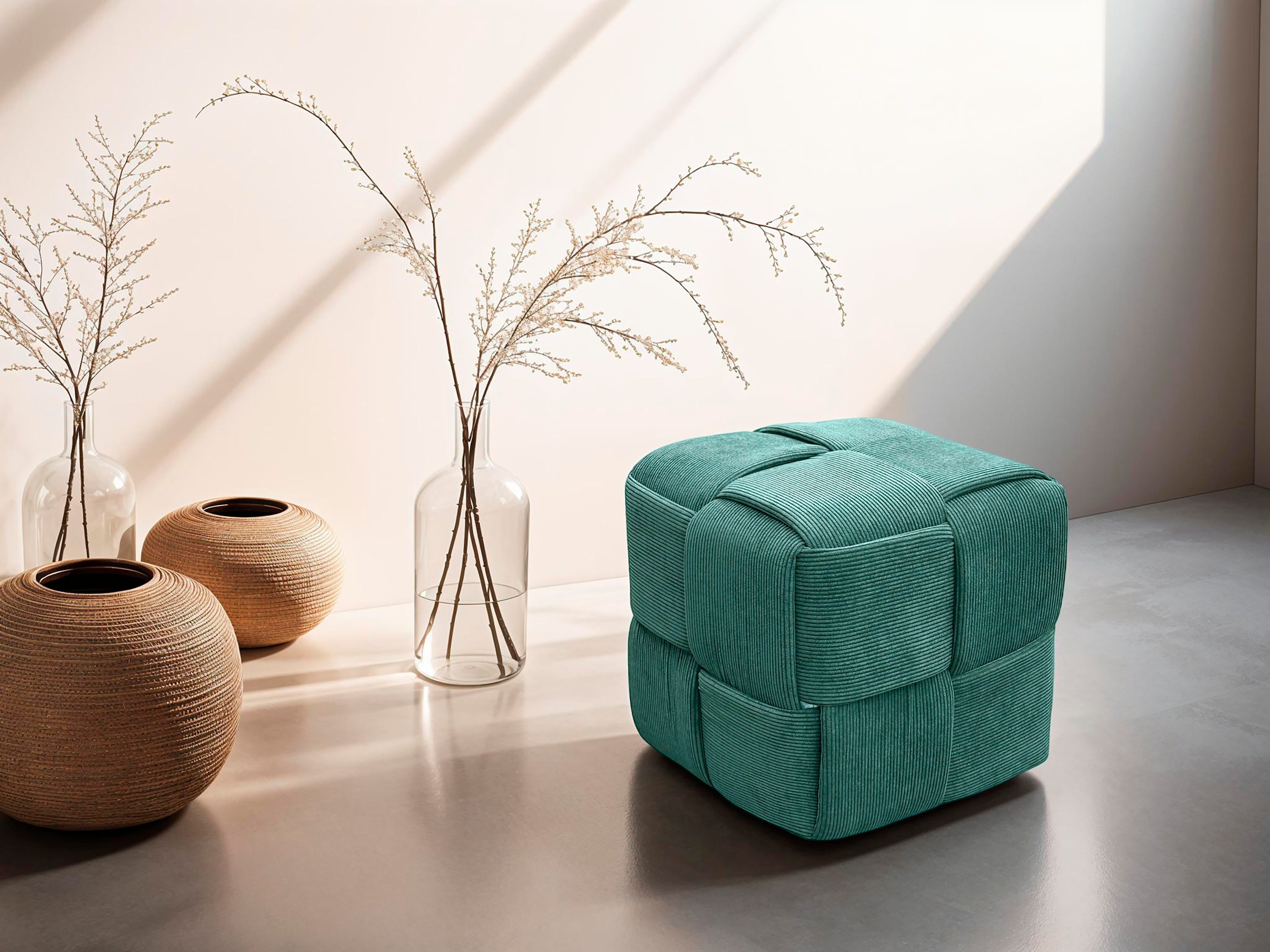 byLIVING Pouf URBAN, Bezug Cord in verschiedenen Farben, Schaumstoff