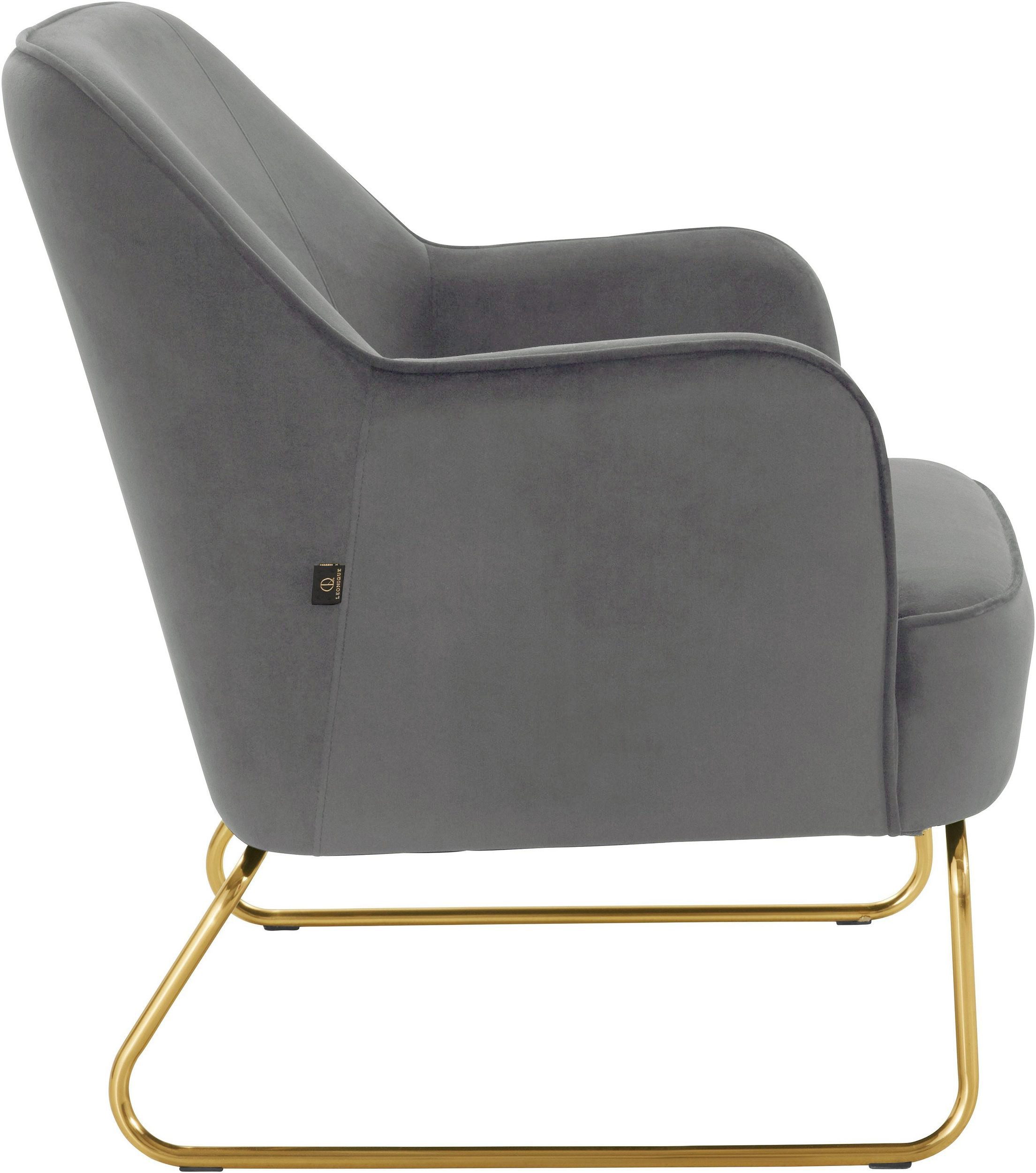 loft24 Sessel Jakob (1-St), Armlehnsessel, Loungesessel, Samtbezug, Gestell in goldfarben
