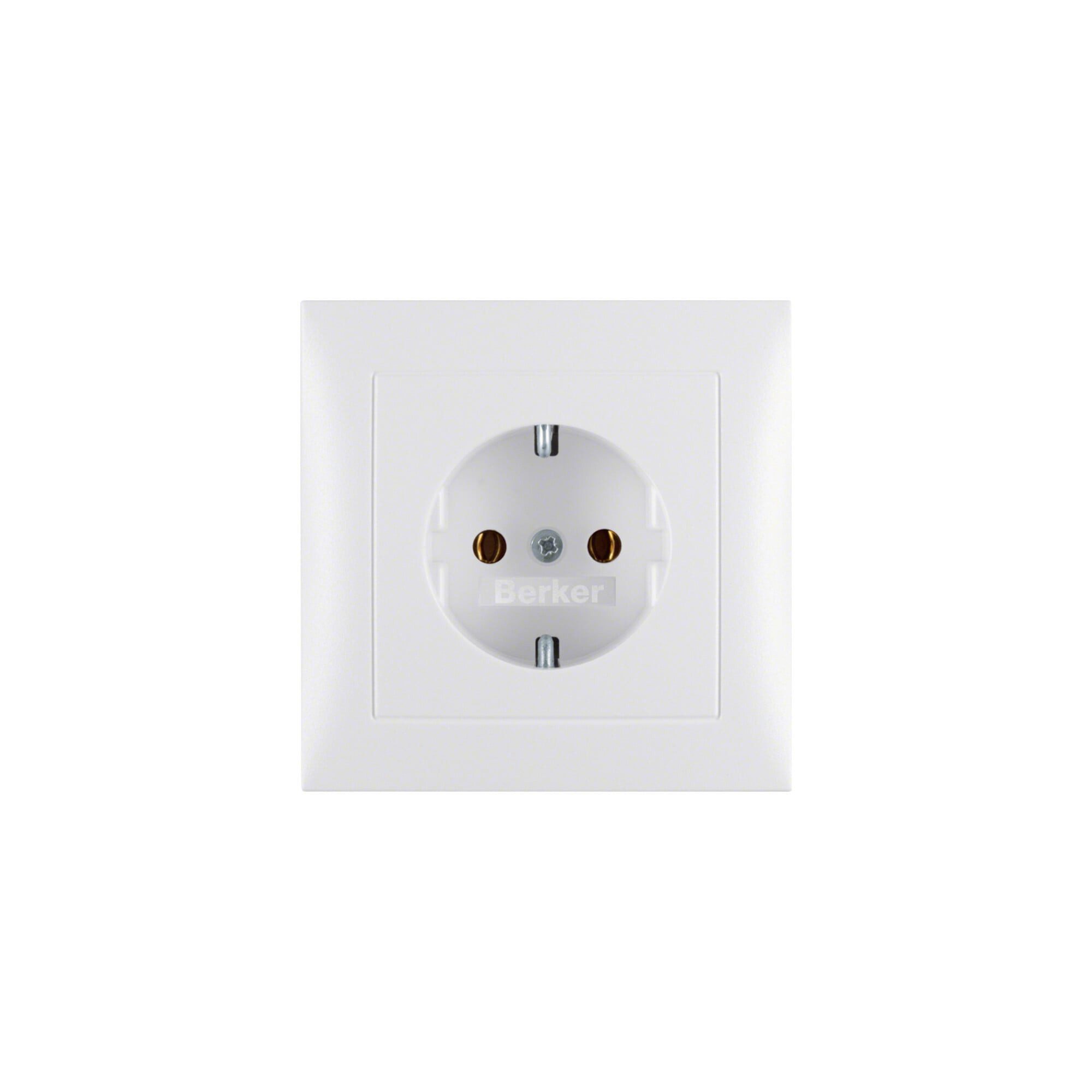 Berker Abdeckplatte Berker Schuko-Steckdose pws/matt mit Abdeckplatte 47429909