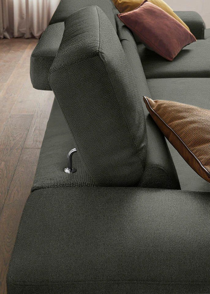 W.SCHILLIG Ecksofa piedroo, Designsofa mit tollem Sitzkomfort, bequem und elegant, L-Form, Kopfteilverstellung, wahlweise mit Sitztiefenverstellung, Breite 343cm