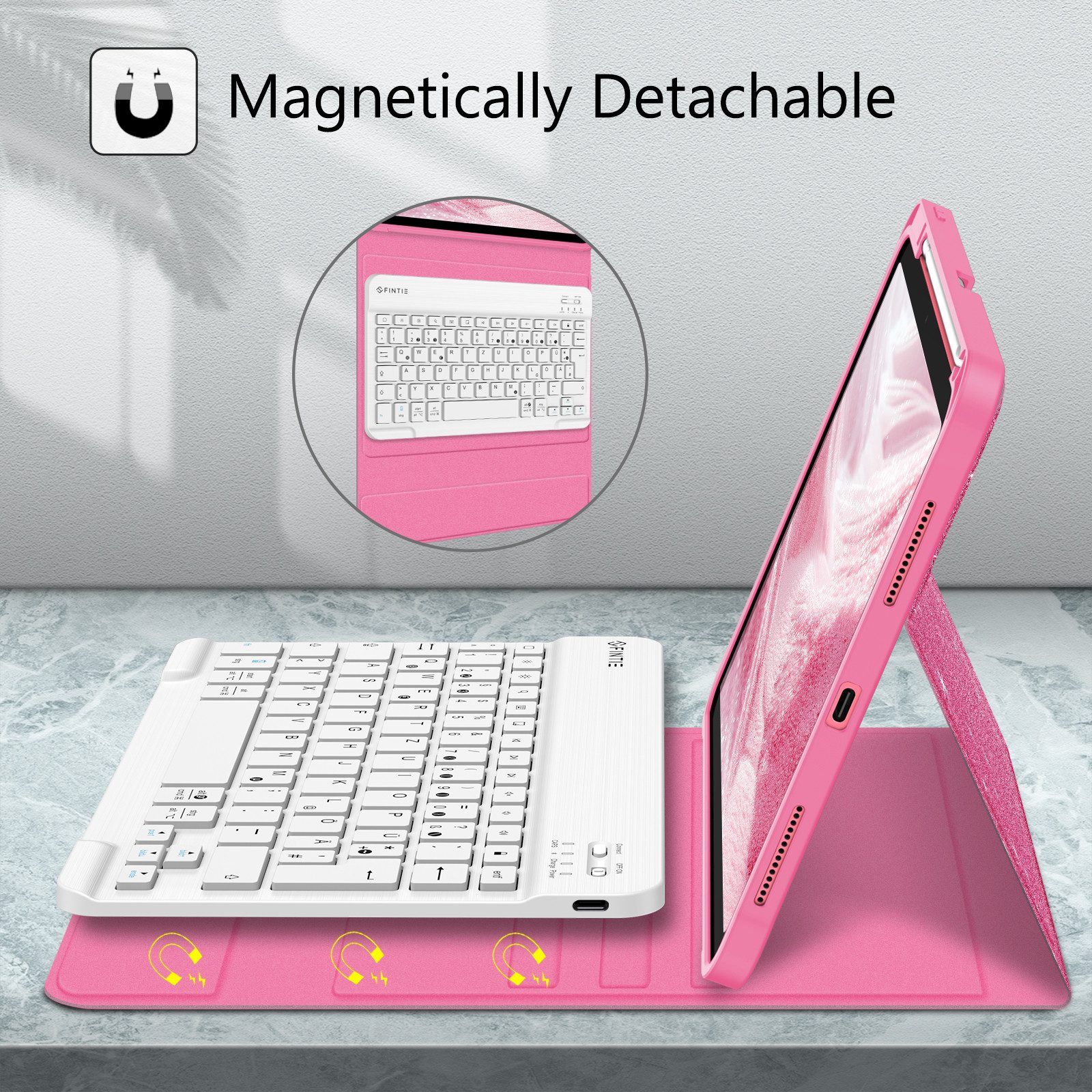 Fintie für iPad 11. Generation 11" 2025(A16), iPad 10. Generation 2022 10.9" Apple-Tastatur (Case mit Pencil Halter, magnetisch Abnehmbarer Tastatur(QWERTZ Layo – Bild 3 von 5