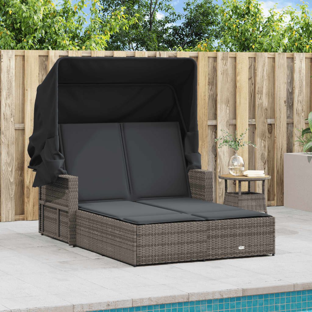 vidaXL Gartenliege Doppel-Sonnenliege mit Dach und günstig online kaufen