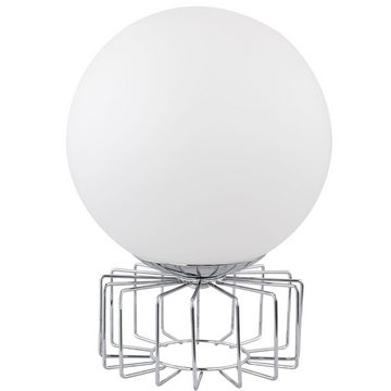 Globo Kugelleuchte, Leuchtmittel nicht inklusive, Tischleuchte Tischlampe Glas Chrom Opal 15 cm Wohnzimmer Schlafzimmer