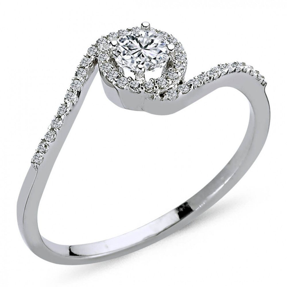 EinStein Diamant Verlobungsring 0,35 Carat Diamant Solitär Ring Meisterwerk  14 Karat Weißgold