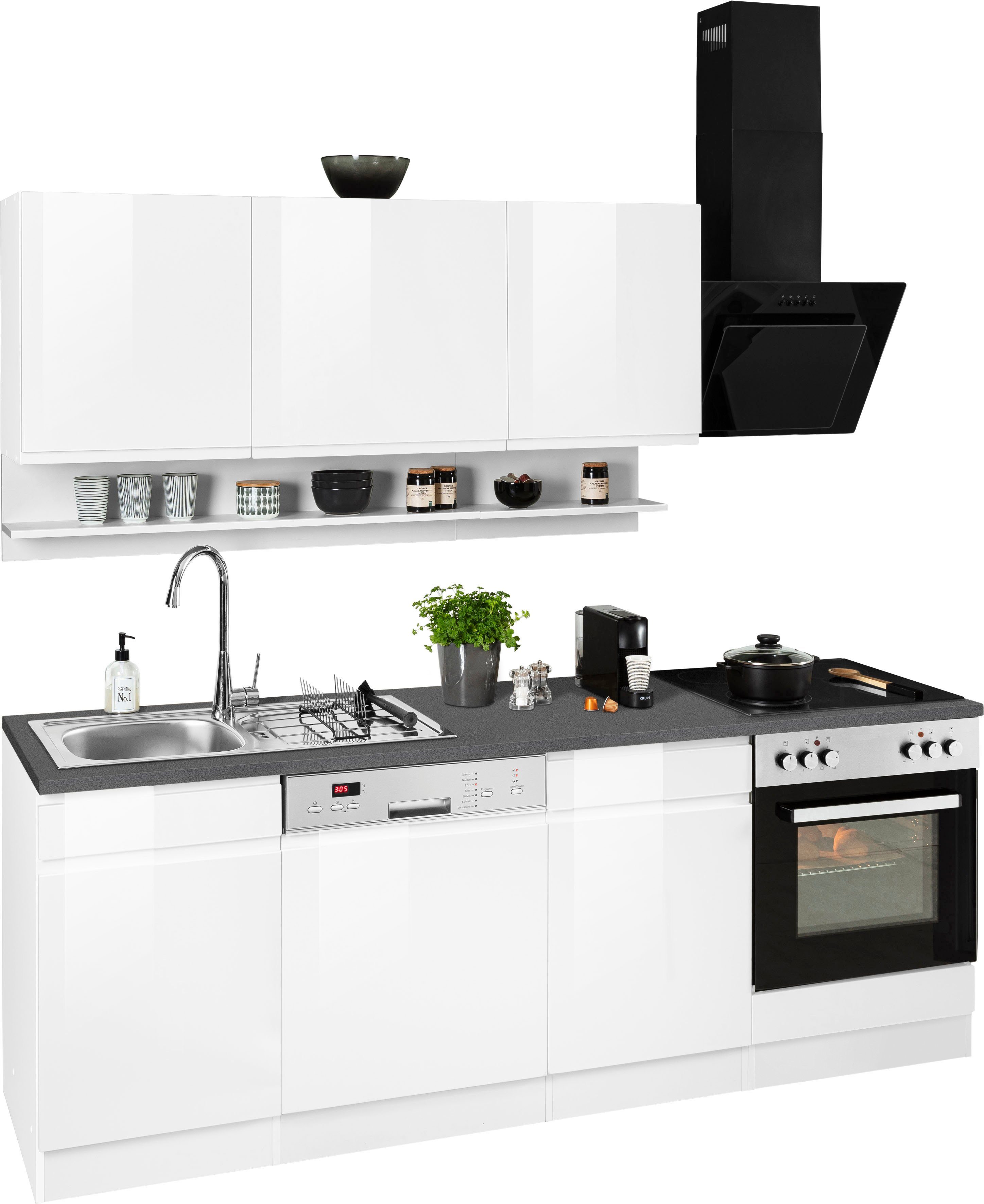 KOCHSTATION Küchenzeile KS-Virginia,neu in verbesserter Ausführung, Breite 220 cm, Soft-Close, wahlweise mit E-Geräten