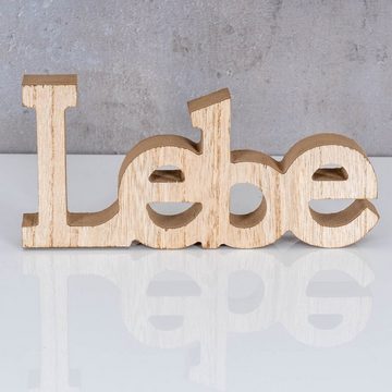 Levandeo® Deko-Schriftzug, 3er Set Schriftzug Holz Lebe Liebe Lache Braun Aufsteller Deko