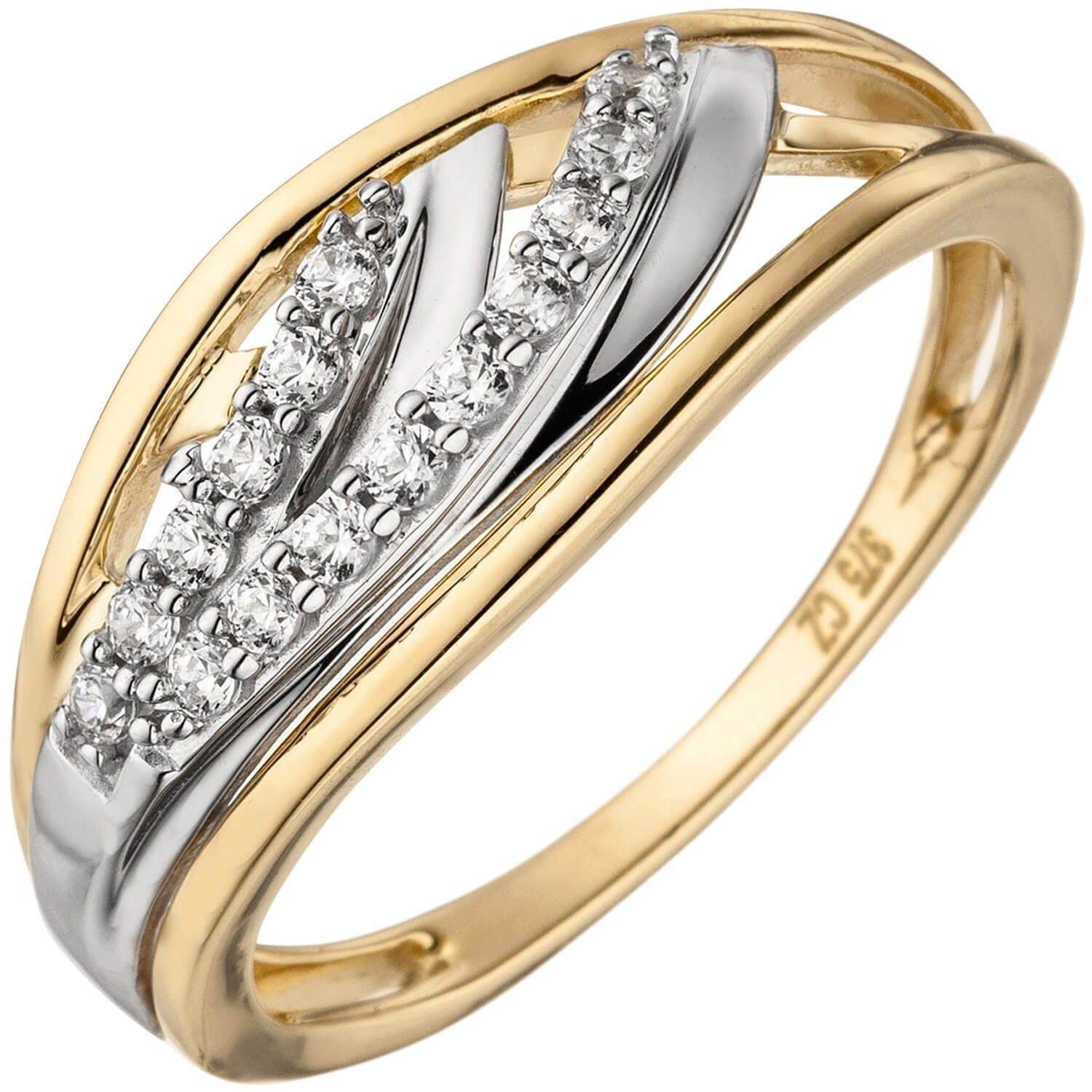 Schmuck Krone Silberring Eleganter Ring mit Zirkonia 375 Gold Gelbgold, Gold 375