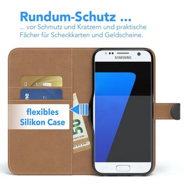 EAZY CASE Handyhülle Uni Bookstyle für Samsung Galaxy S7 5,1 Zoll, Schutzhülle mit Standfunktion Kartenfach Handytasche aufklappbar Etui