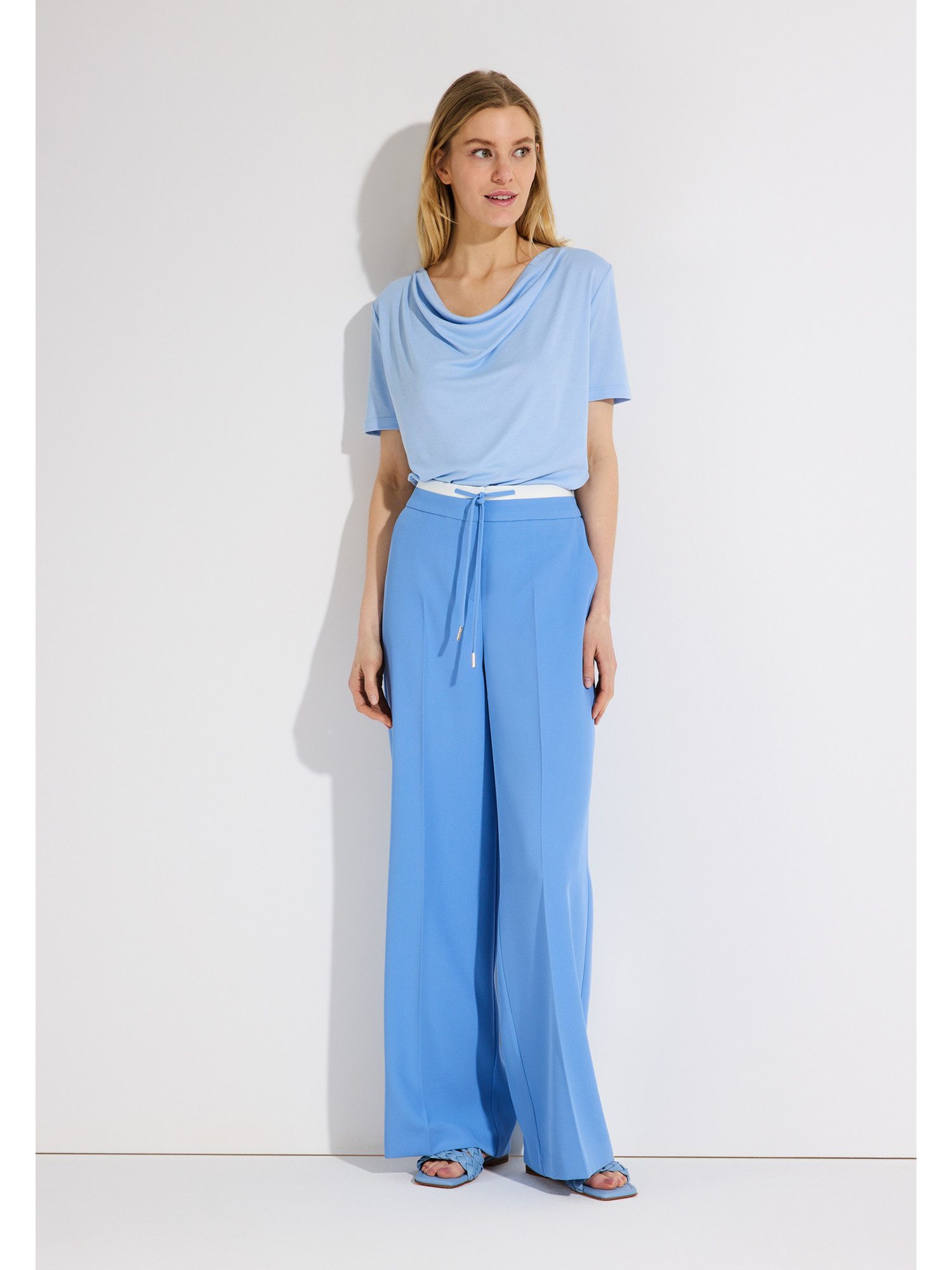 MORE&MORE T-Shirt feminines Shirt mit Wasserfall-Ausschnitt günstig online kaufen