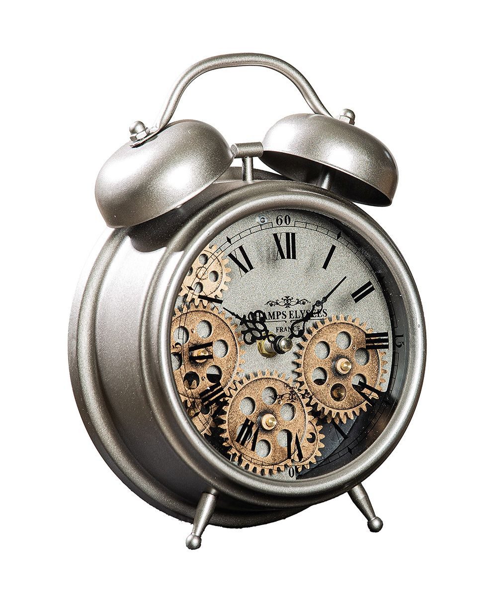 GILDE Tischuhr „Wecker“ 52652 – Retro-Design mit Zahnradmotiv, Metall, 19,5 × 25,5 cm