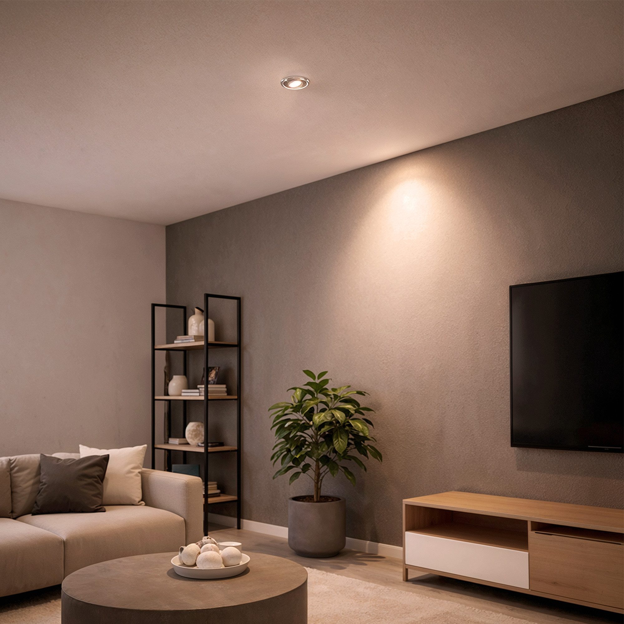SSC-LUXon LED Aufbaustrahler MIRELLA Glas Einbauleuchte rund schwenkbar LED GU10 5W drei Lichtmodi, Tageslichtweiß, Warmweiß, Neutralweiß