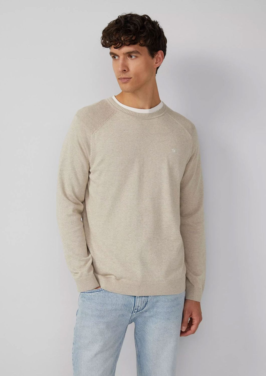 s.Oliver Rundhalspullover Pullover aus Moulinéstrick (1-tlg) günstig online kaufen