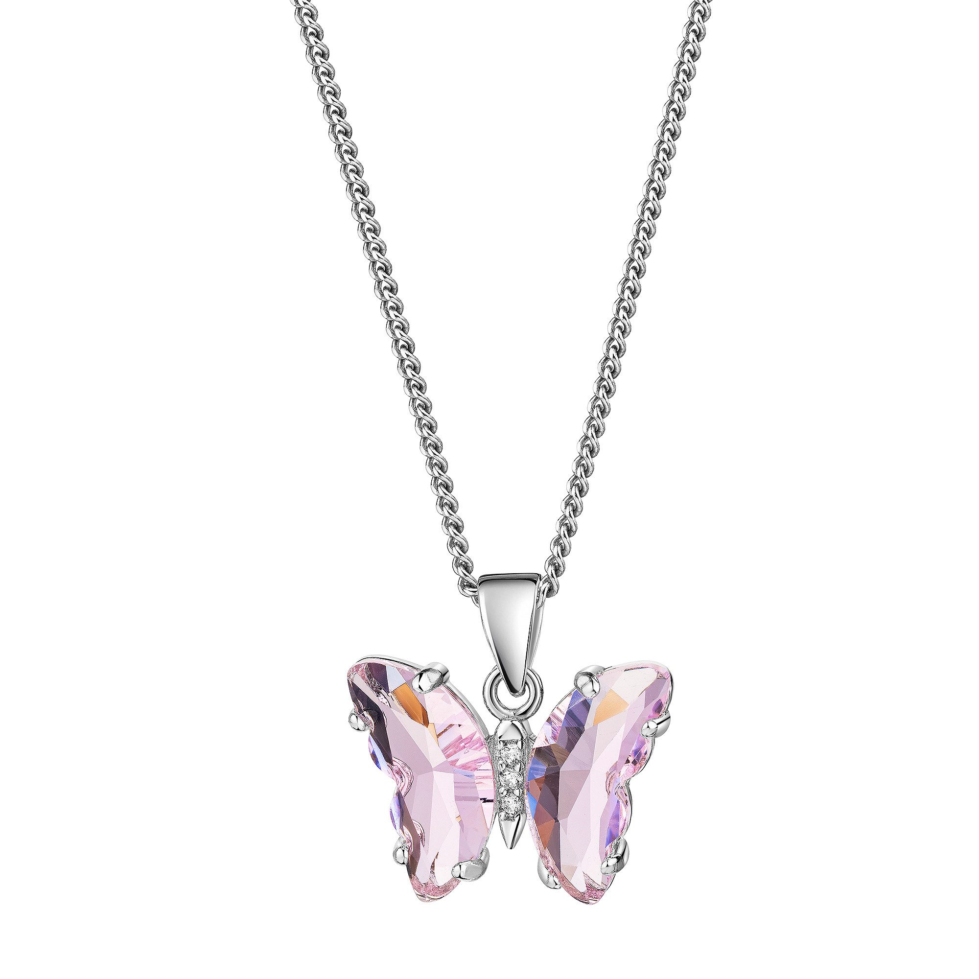 Firetti Kette mit Anhänger Schmuck Geschenk Silber 925 Halsschmuck Halskette Schmetterling, mit Kristallstein (synth), Zirkonia (synth)