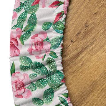 Abakuhaus Tischdecke Rundum-elastische Stofftischdecke, Blumen Rosebuds mit Cactus Kunst