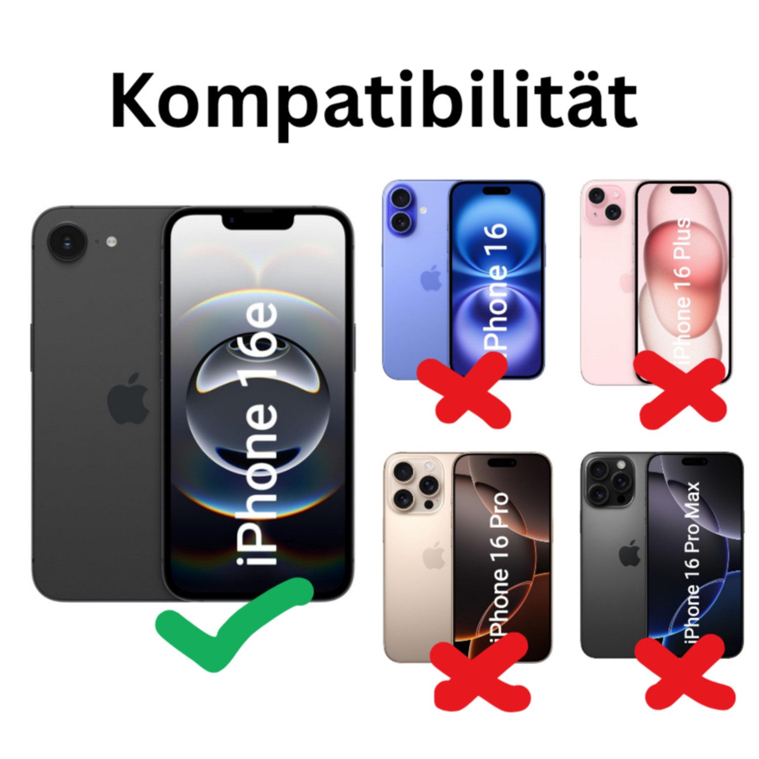 CLM-Tech Displayschutzglas 2x Schutzfolie für iPhone 16e Panzerfolie kristallklar für iPhone 16e, Panzerglas Folie - Anti-Fingerabdruck und kratzfest -, 2 Stück, Kristallklar