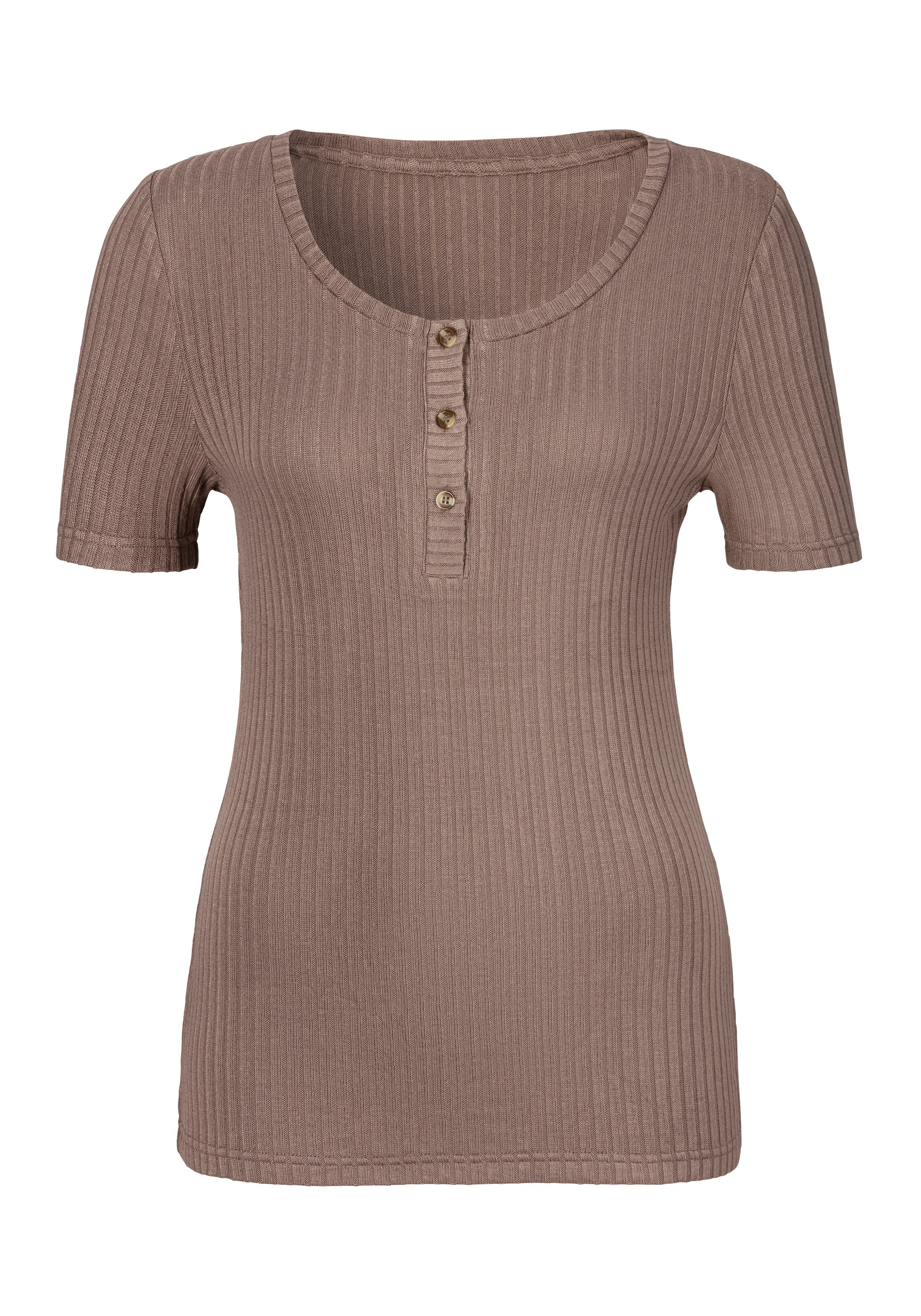 LASCANA Kurzarmshirt aus elastischem Viskose Rippstrick – Bild 2 von 5