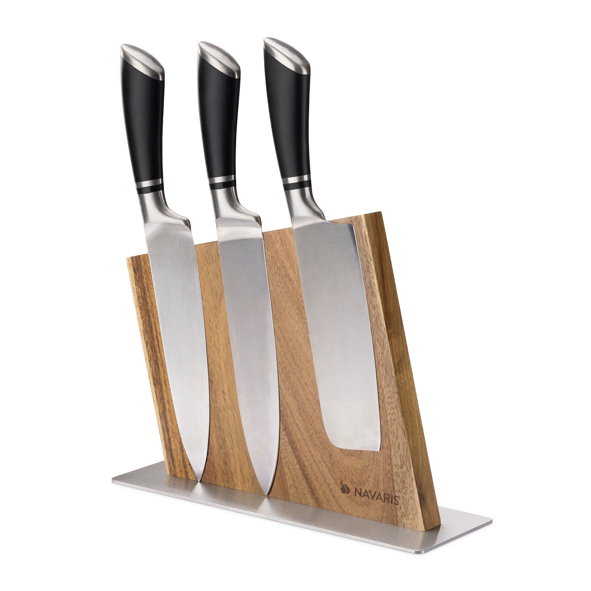 Navaris Messer-Set Messerhalter magnetisch aus Holz/Bambus - doppelseitig - unbestückt