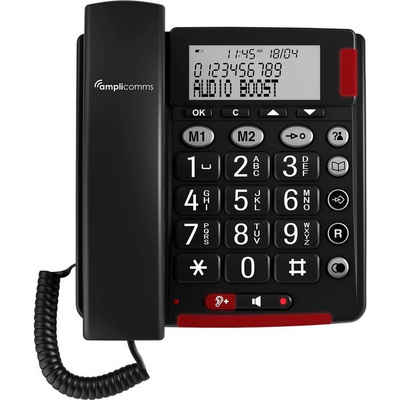 Amplicomms Schnurgebundenes Seniorentelefon, für Hörgeräte Seniorentelefon (Freisprechen, für Hörgeräte kompatibel, Wahlwiederholung)