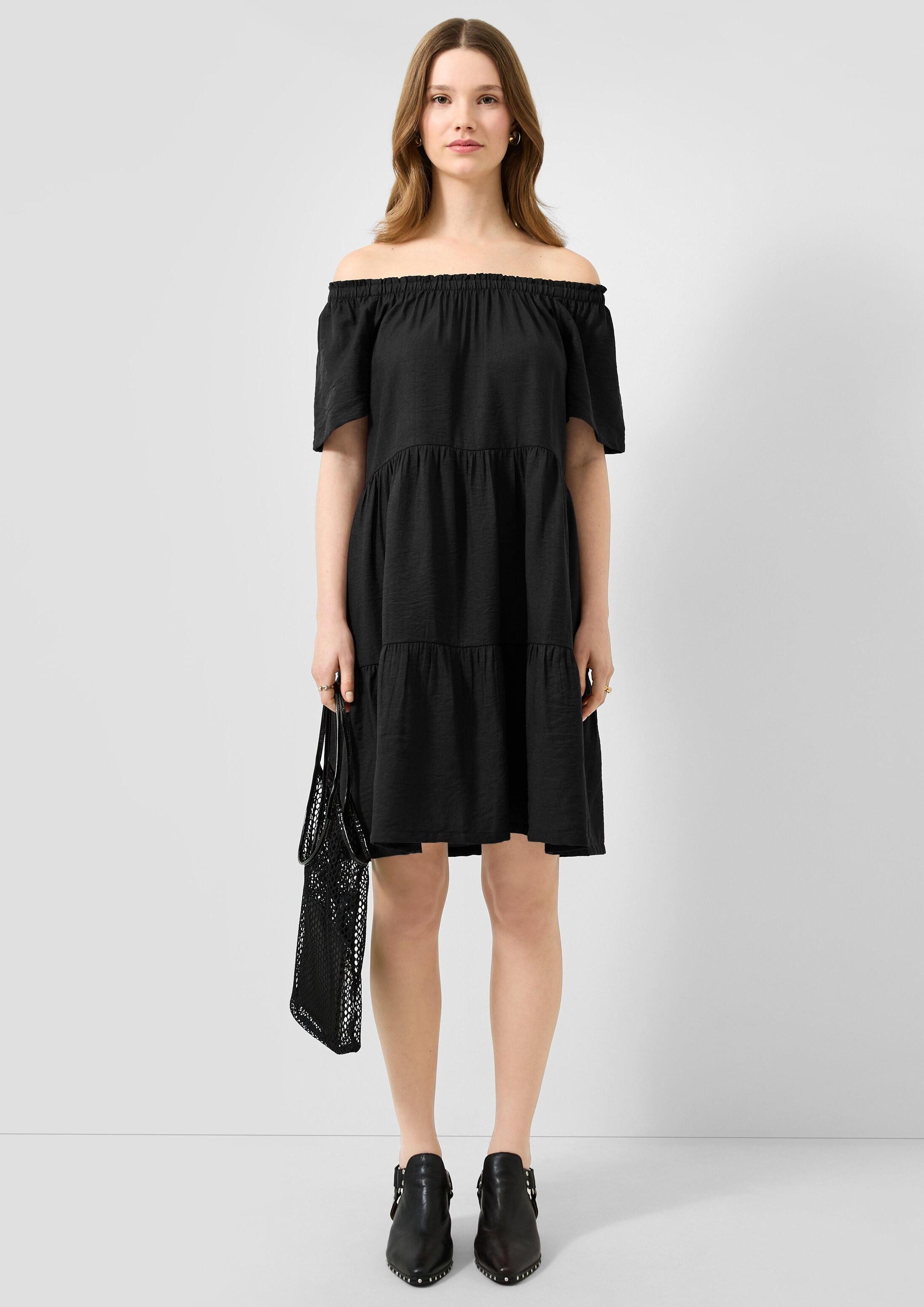QS Minikleid Kleid Viskosemix-Kleid mit Carmenausschnitt