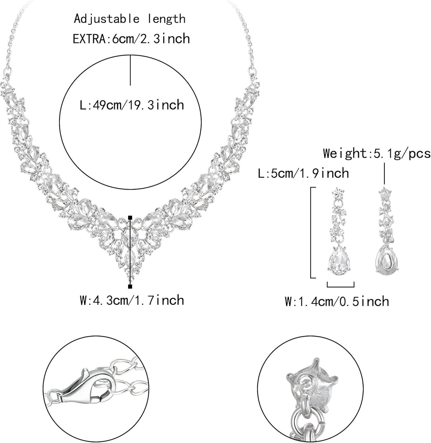 Bextsrack Schmuckset Damen Hochzeits-Schmuckset, Halsketten- und Ohrring-Set, Hochzeits-Juwelen-Set, geeignet für Hochzeiten und Verlobungen