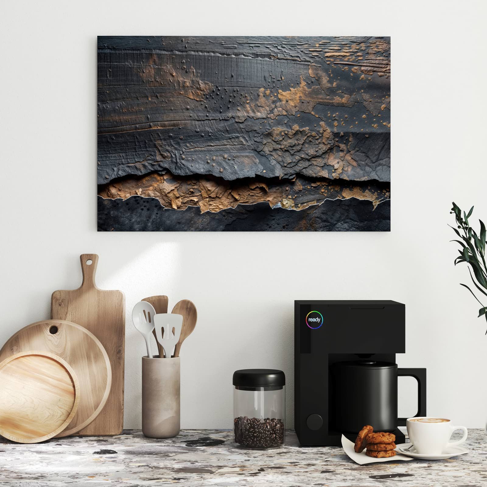 Primedeco Magnettafel Verkohltes Holz – Magnetwand & Memoboard aus Metall, (Komplett-Set, 1-tlg., Inklusive 4 Magnete und 2 Boardmarker (weiß & schwarz), magnet – Bild 3 von 5