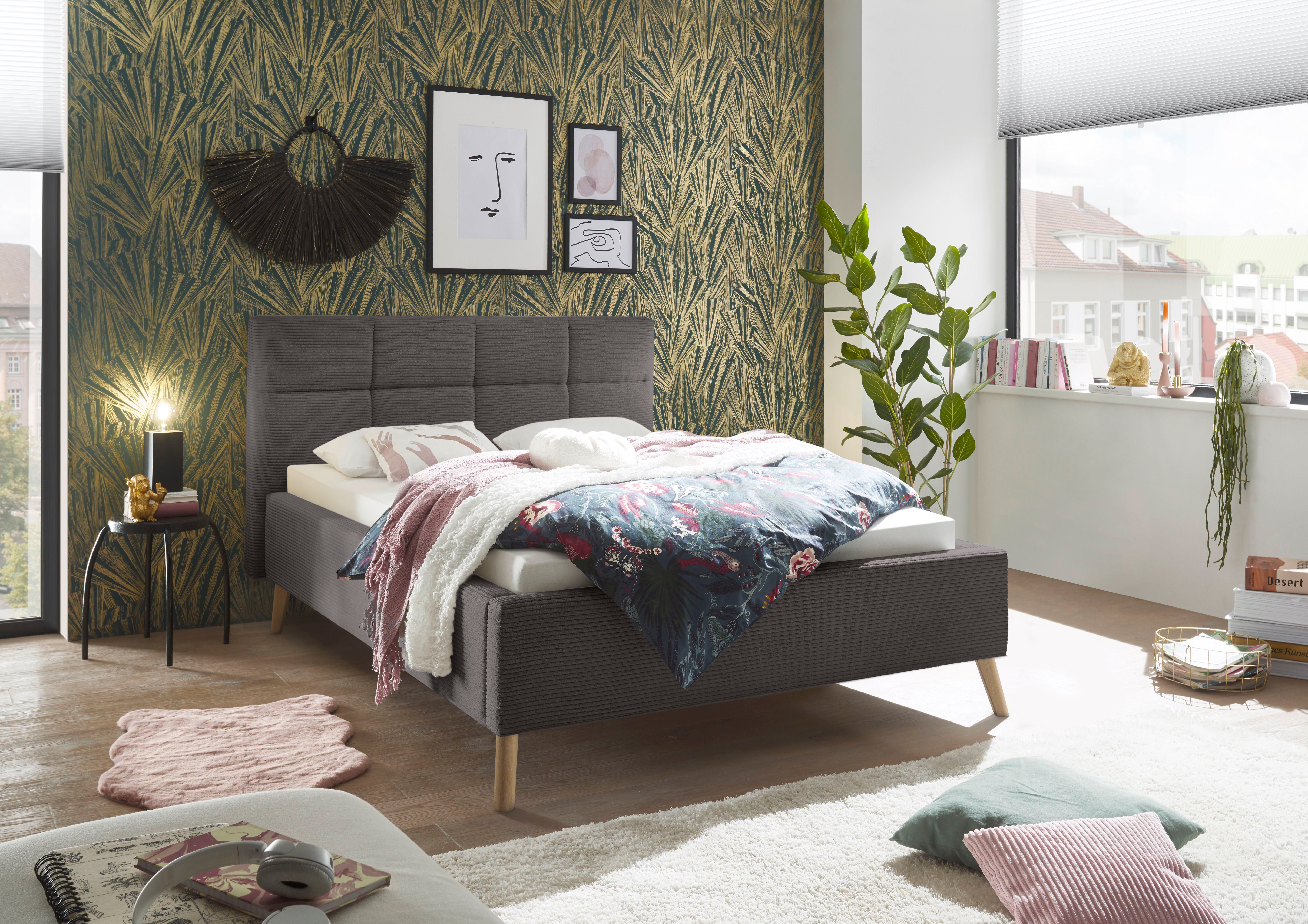 set one by Musterring Polsterbett Cary, wahlweise mit Matratze und Lattenrost, Füße in Eiche natur