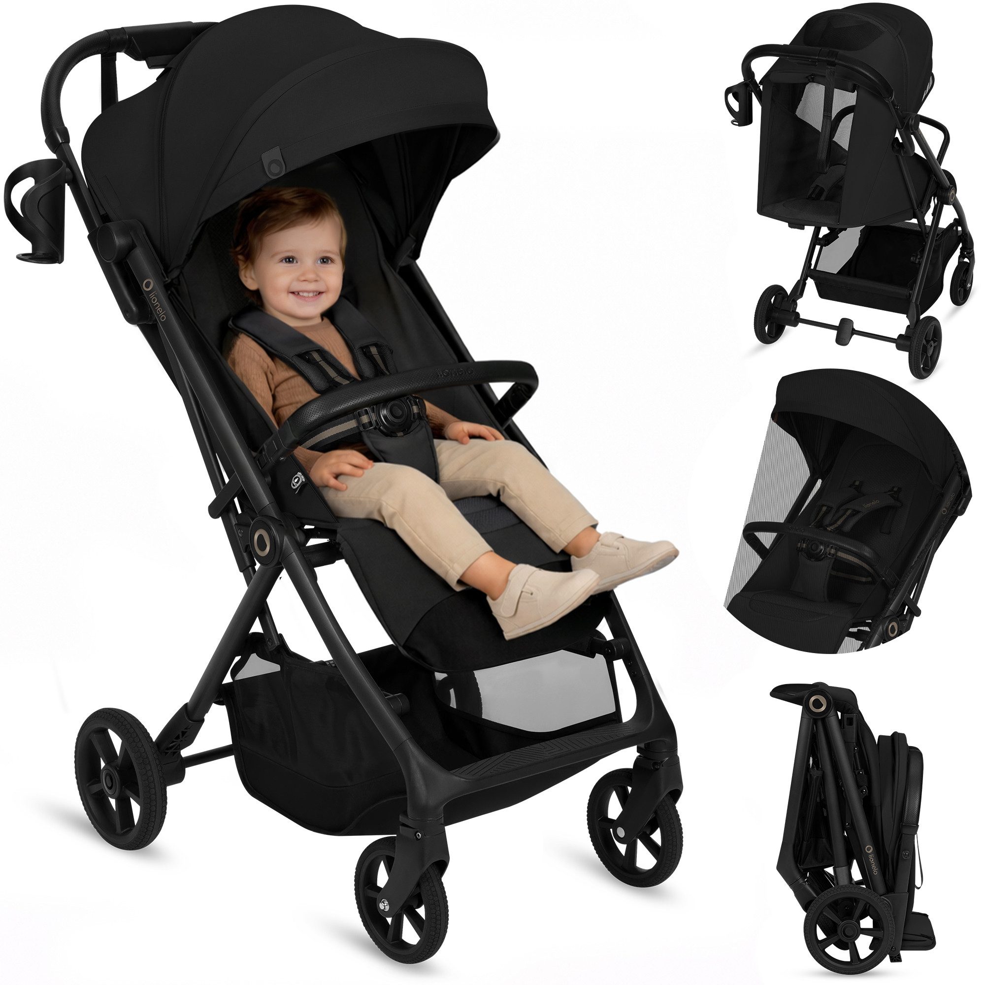 lionelo Kinder-Buggy TANSI, (Set), GravelTech-Räder/Auto-Folding/92 cm Liege/inGrip/einhändig