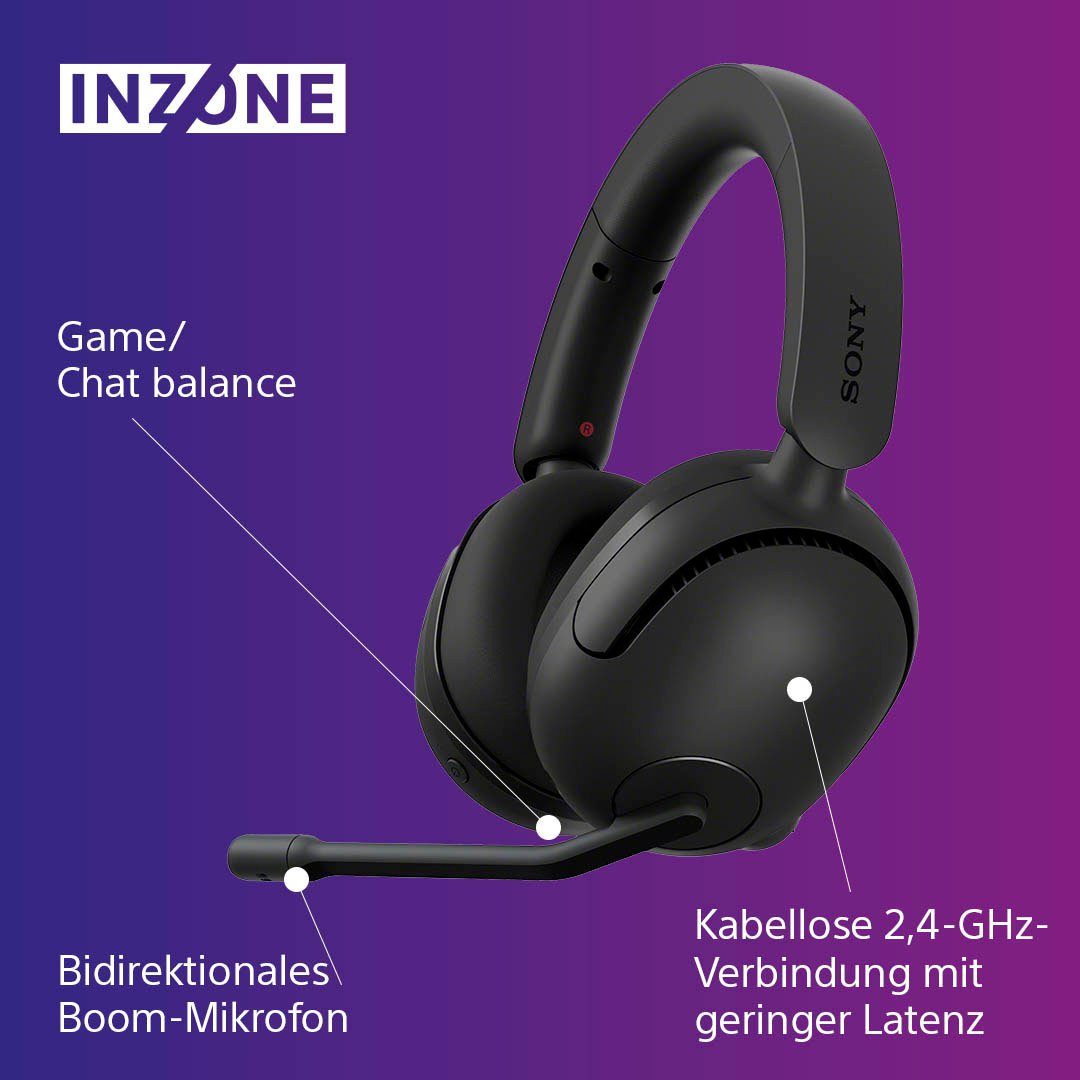 Sony INZONE H5 geringe Bluetooth, Akkulaufzeit, 28Std mit SpatialSound, AI) Gaming-Headset schwarz 360 Latenz, Mic (Rauschunterdrückung