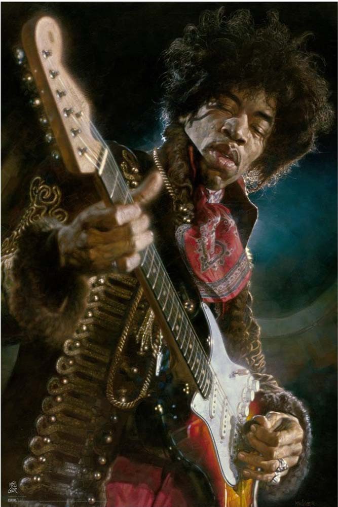 Poster Sebastian Kruger - Jimi Hendrix - Poster 61x91,5 cm