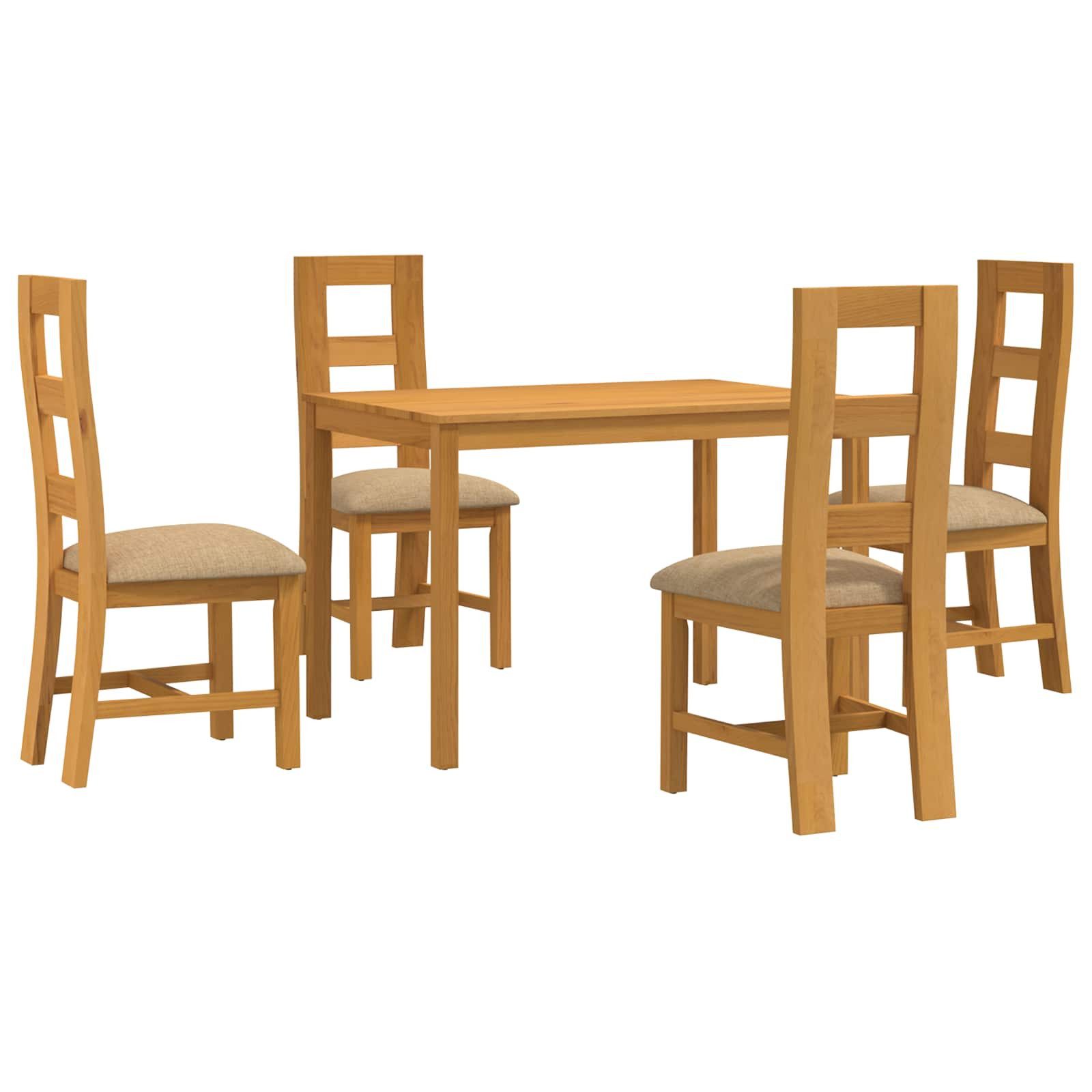vidaXL Gartenlounge-Set Essgruppe 5 stk. Beige Massivholz Eiche, (5-tlg)