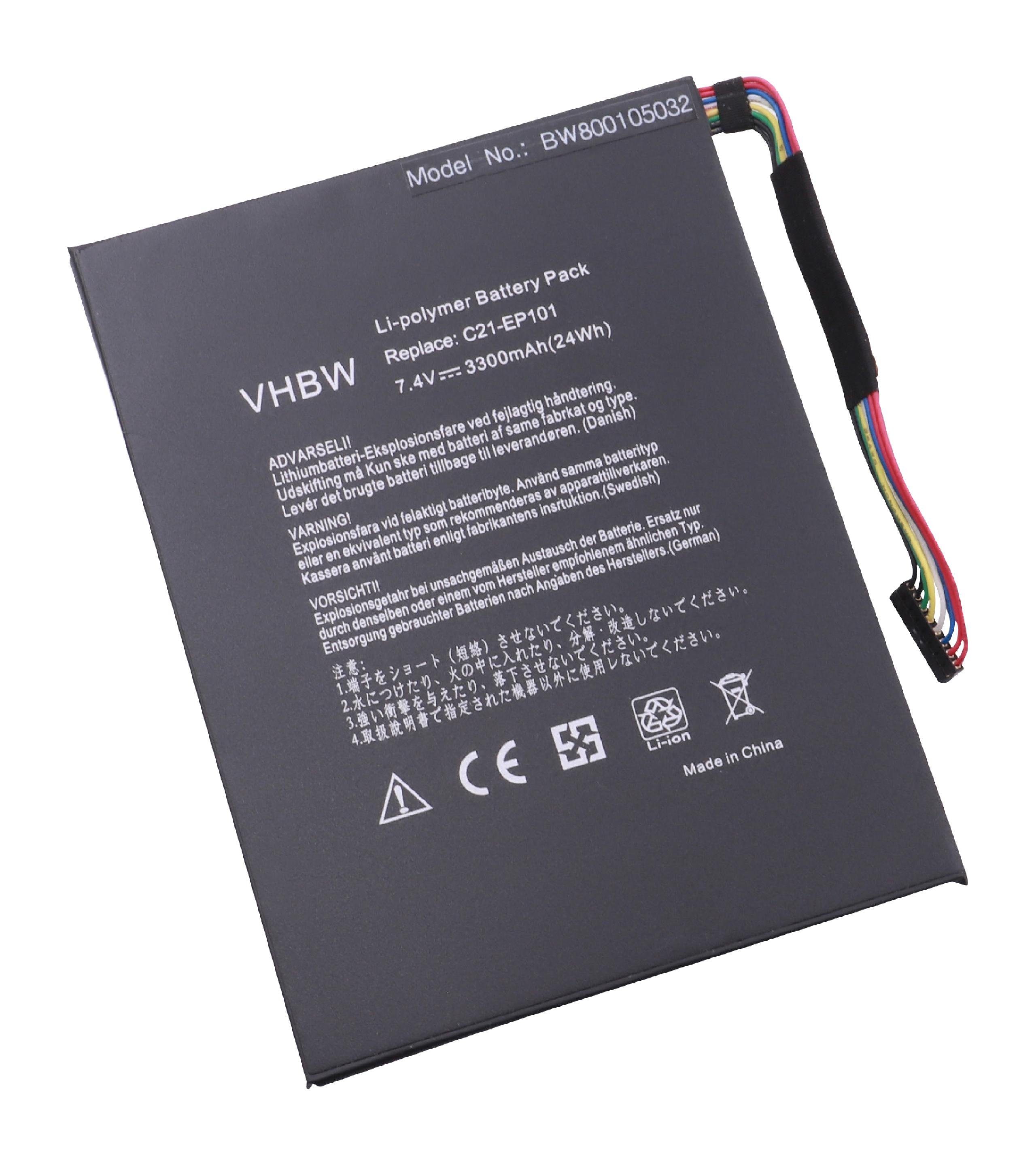 vhbw Laptop-Akku passend für Kompatibel mit Asus Eee Pad Transformer TF101G1B047A, TF101G-1B047A, TF101G1B048A Notebook / Netbook (3300mAh, 7,4V, Li-Polymer) 3300 mAh