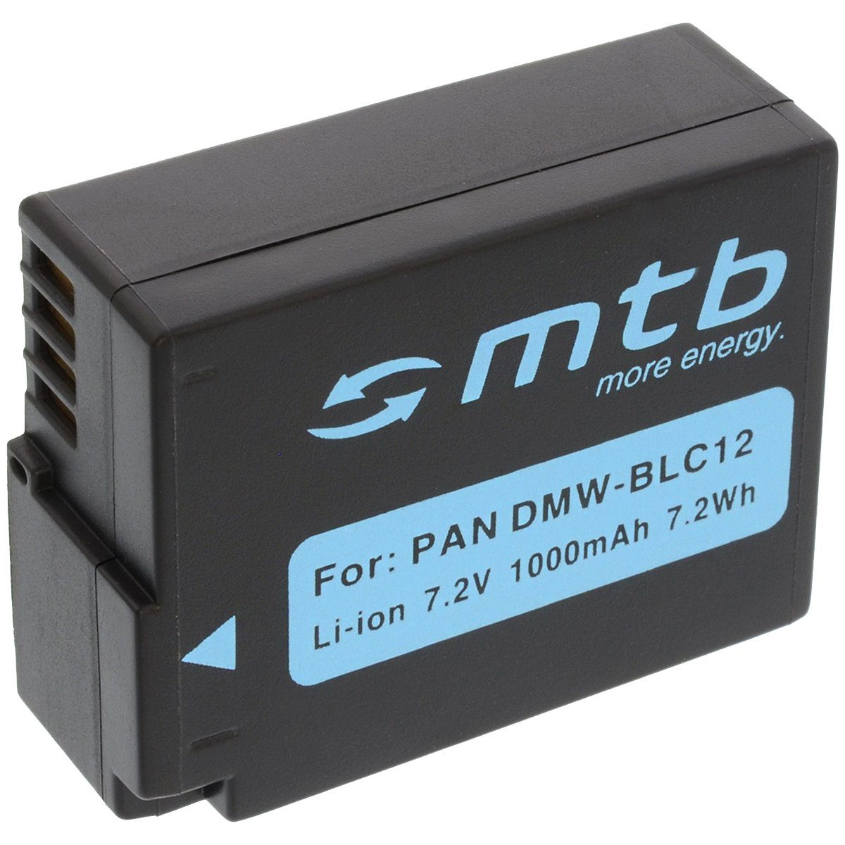 mtb more energy [BAT-262 - Li-Ion] Kamera-Akku kompatibel mit Akku-Typ Panasonic DMW-BLC12 1000 mAh (7,2 V), passend für: Panasonic Lumix DMC-FZ200, FZ300, FZ1000, FZ1000 II, FZ2000…