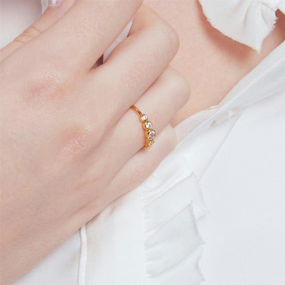 Unique Silberring Unique Ring Damen aus vergoldetem 925er Silber Zirkonia (Größe: 54mm)