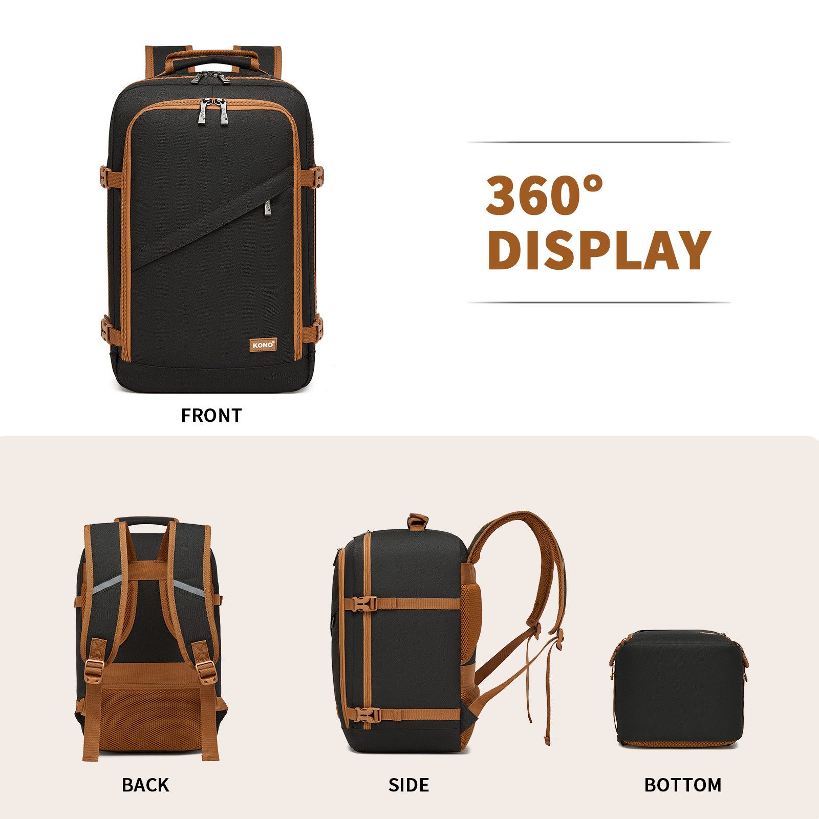 KONO Rucksack Ryanair-Kabinentasche – Handgepäckrucksack, Maße 40 x 30 x 20 cm