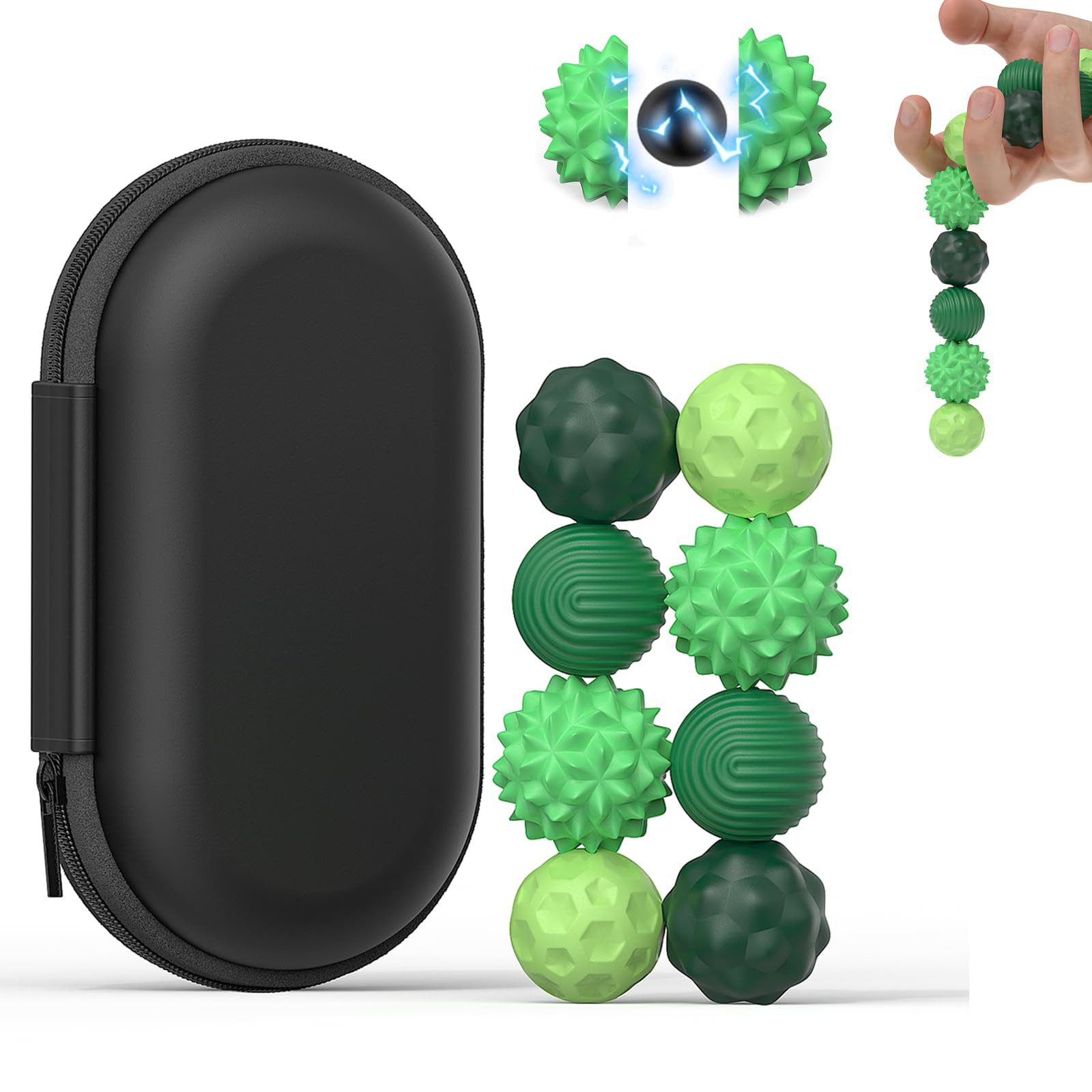 FOUORTUNATE-BEE Lernspielzeug 8 Stück Magnetische Fidget Toys, Magnetkugeln Stressball (Silikon Sensorik Spielzeug, Magnetische Anziehungskraft Stress Bälle mit Silikonhülle), Sensory Toy, Anti-Stress Fidget Toys für Stress, Angst