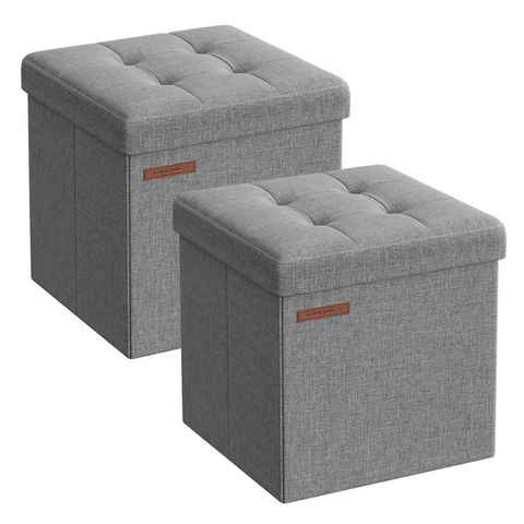 SONGMICS Sitzhocker faltbarer Hocker (2 St., 2-teiliges Set), mit Stauraum Fußhocker, Falthocker, Sitzwürfel 30 x 30 x 30 cm