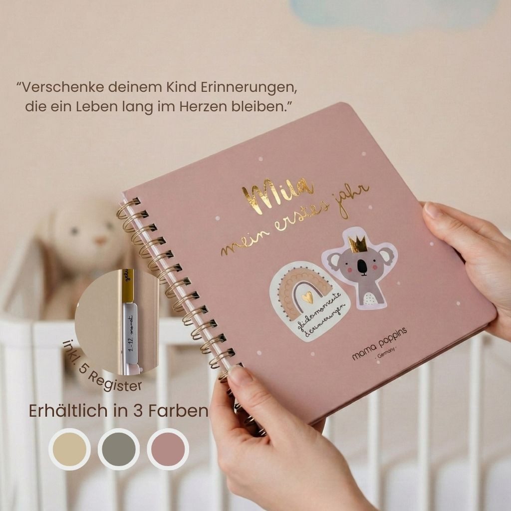 Mama Poppins Germany Tagebuch Babyalbum Mein 1. Jahr zum Ausfüllen, Babytagebuch