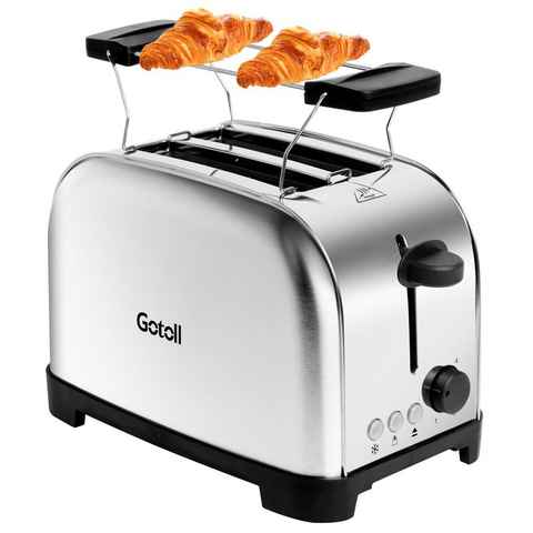 Gotoll Toaster GL330, 2 kurze Schlitze, 700 W, Brötchenaufsatz 2 kurze Schlitze Edelstahlgehäuse