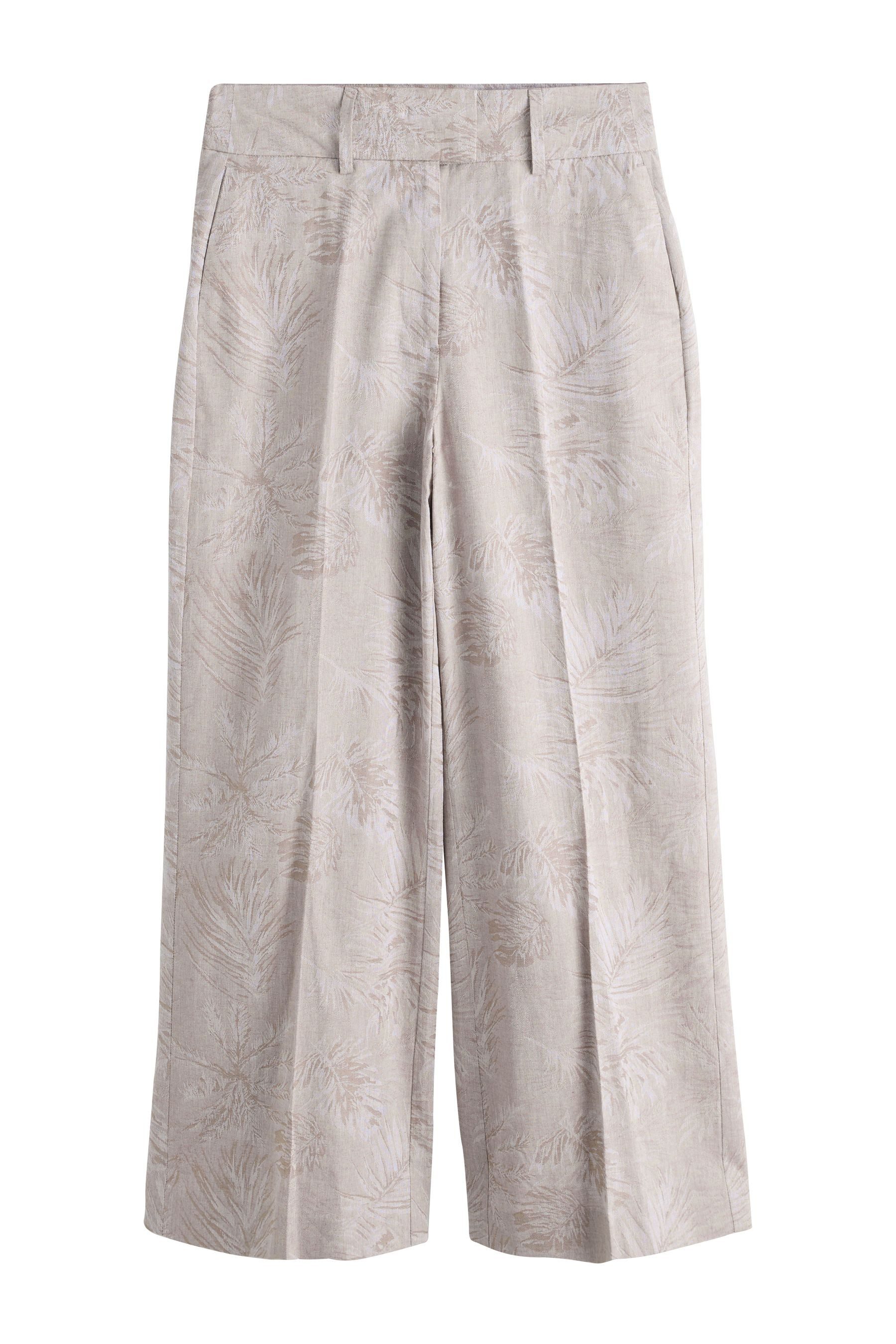 Leinenhose Palazzo-Jacquard-Hose mit Leinenanteil