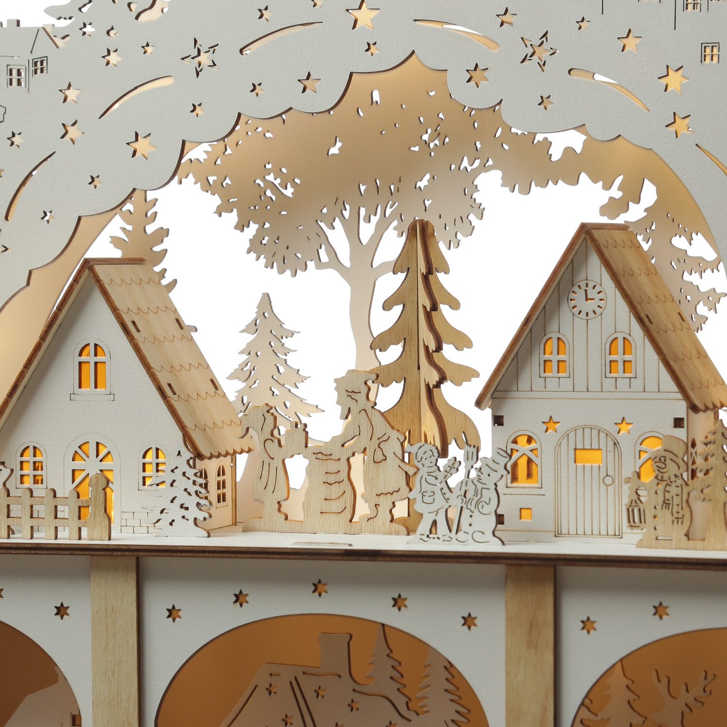 MARELIDA LED Schwibbogen LED Lichterbogen Weihnachtsdorf Winterdorf H: 33,5cm 2stöckig Batterie