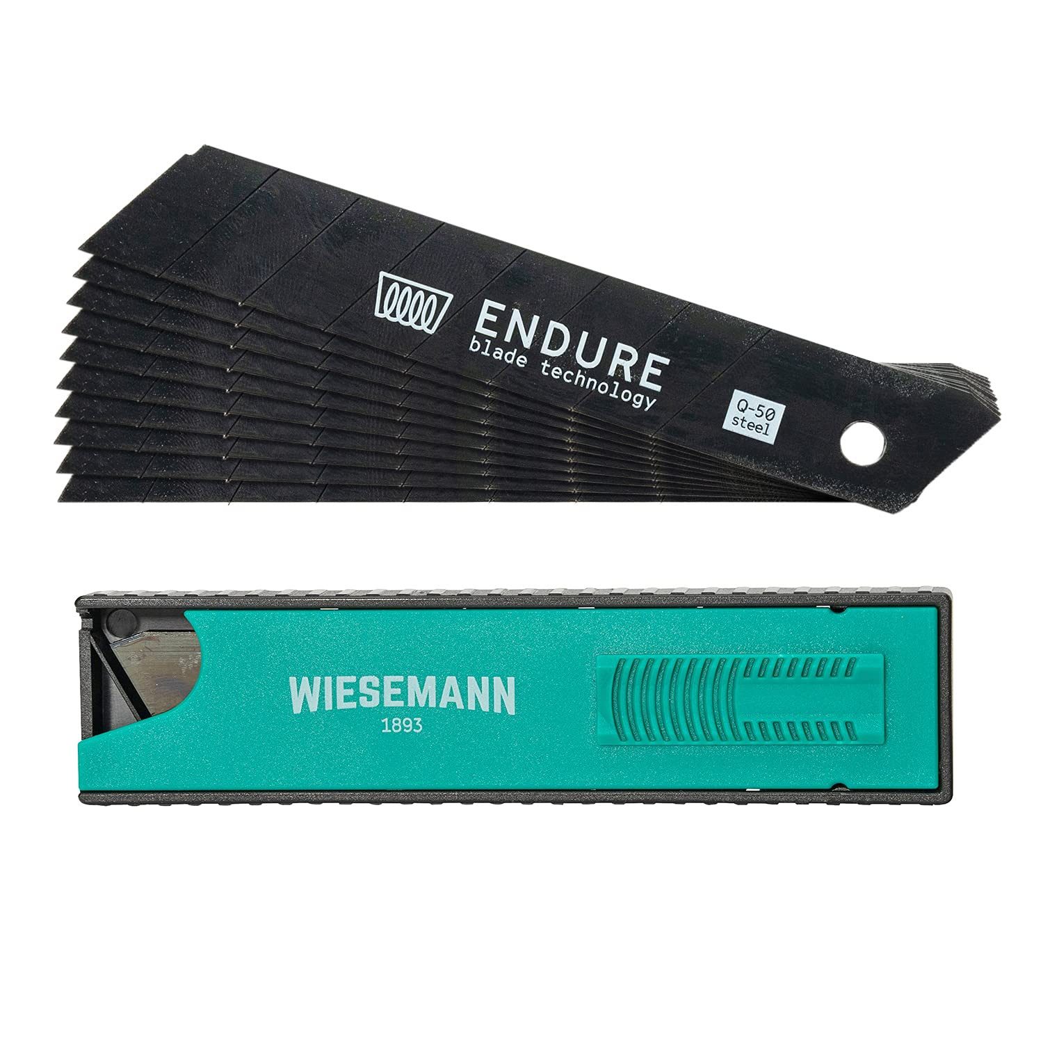 Wiesemann1893 Cuttermesser-Klinge (Klingen-Set, 10-St., 10er Set), Eisgehärtet bei -80°C, extra breiter und scharfer Schliff
